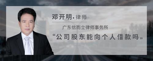 公司股东能向个人借款吗